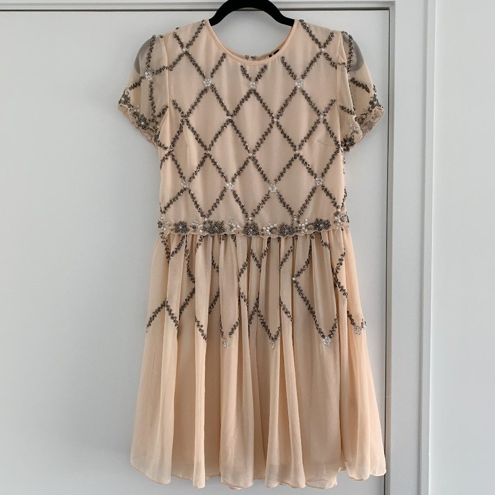 Topshop Beaded Skater Dress - Size 4 / Small
